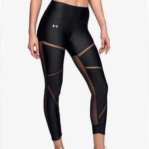 Under Armour HeatGear Mesh-Trimmed Ankle Leggings size Small color Black